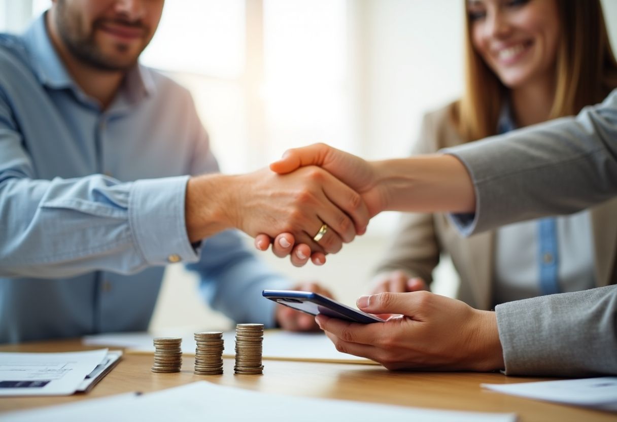 Business professionals collaborating in a modern office setting